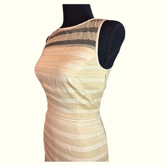 Gianni Bini Blush Pink Mesh Striped Sleeveless Mini Formal Dress w/Slip Sz 0 - Picture 4 of 9